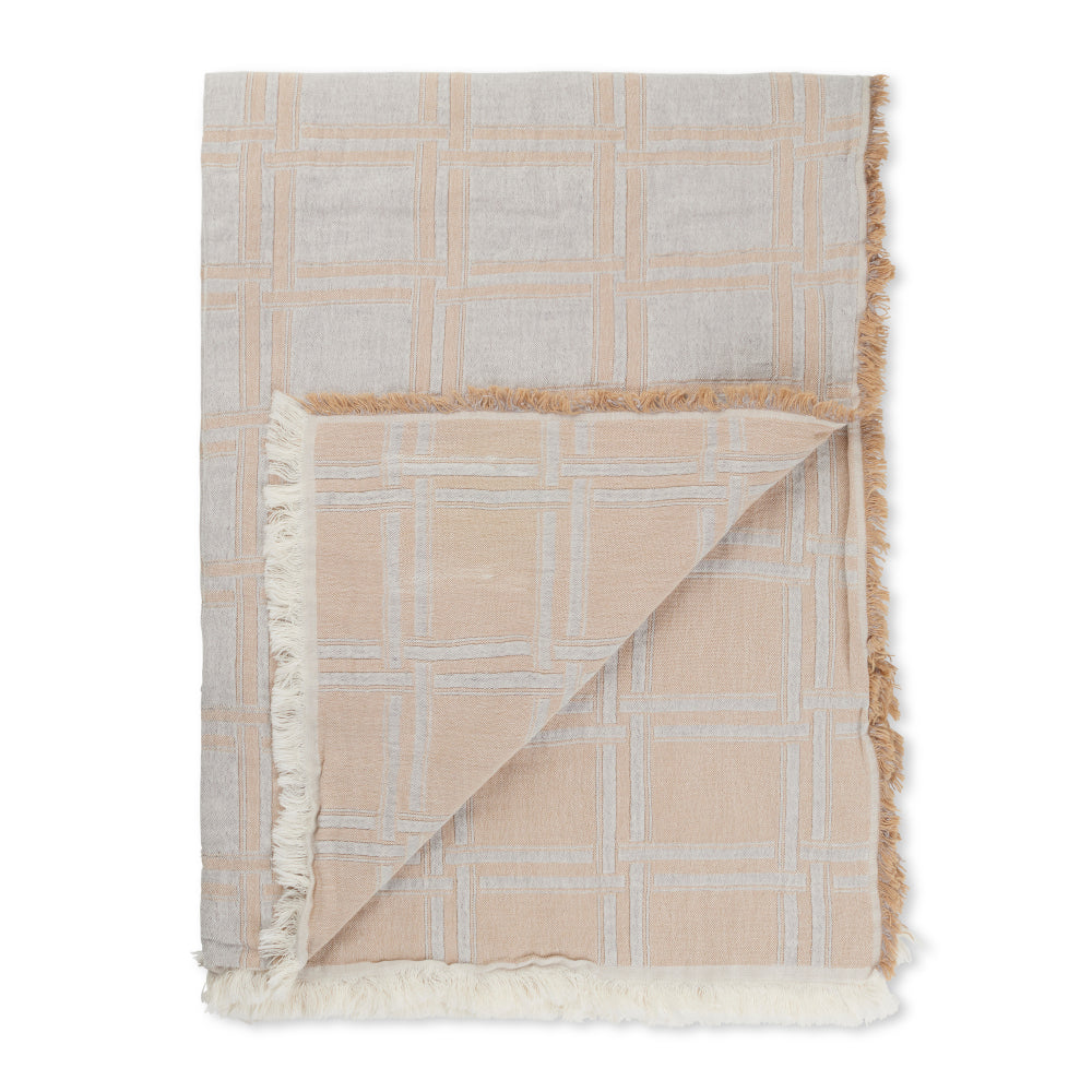 Elvang Denmark Dahlia Throw In Light Grey In Organic Cotton & Linen 130x180cm