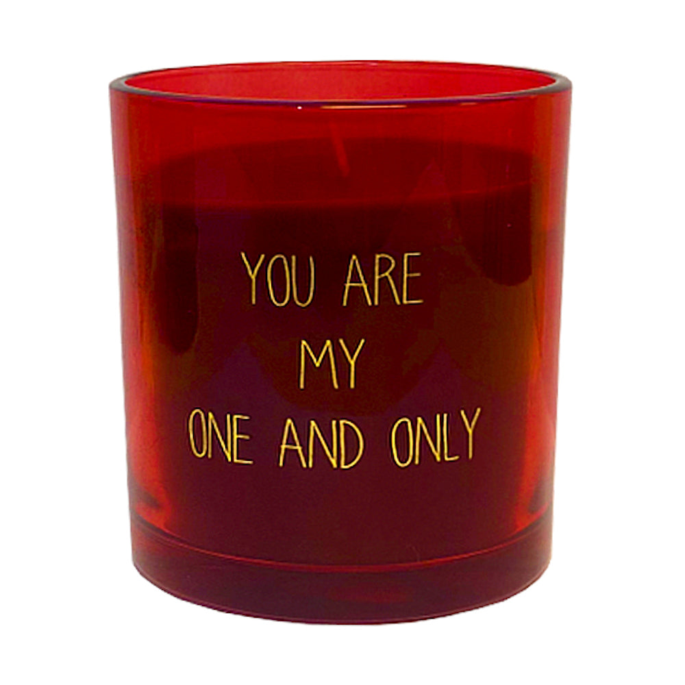 My Flame Scented Soy Candle In Glass Jar Unconditional Fragrance 'You Are My One And Only' In Red