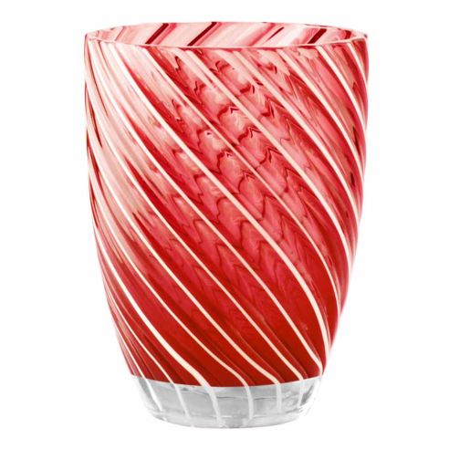 Italesse Vertigo Handcrafted Single Glass Tumbler in Red & White
