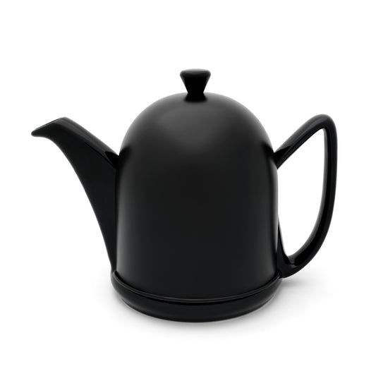 Bredemeijer Teapot Cosy Manto Design Stoneware Black Body 1.0L With Matt Black Steel Casing And Stainless Steel Fine Mesh Filter