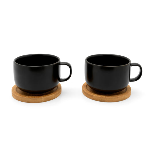 Bredemeijer Umea Design Tea Cups in Stoneware 250ml Black Set of 2