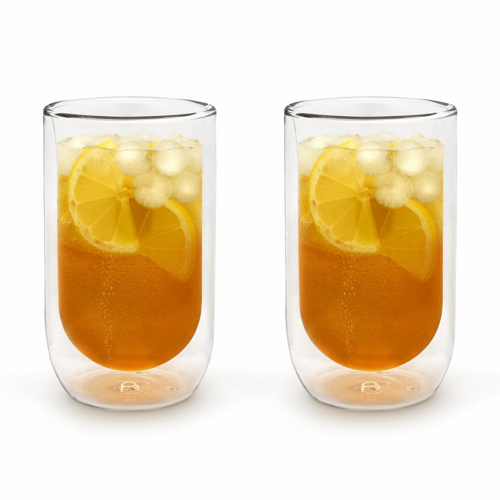 Bredemeijer Double Wall Glass Tumbler for Coffee or Tea Large 400ml No Handle in a Set of 2