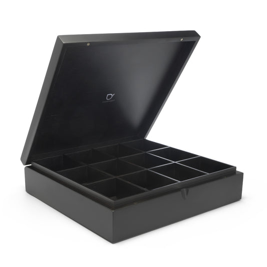 Bredemeijer Tea Box With 12 Separate Inner Compartments And A Solid Lid in Black Bamboo