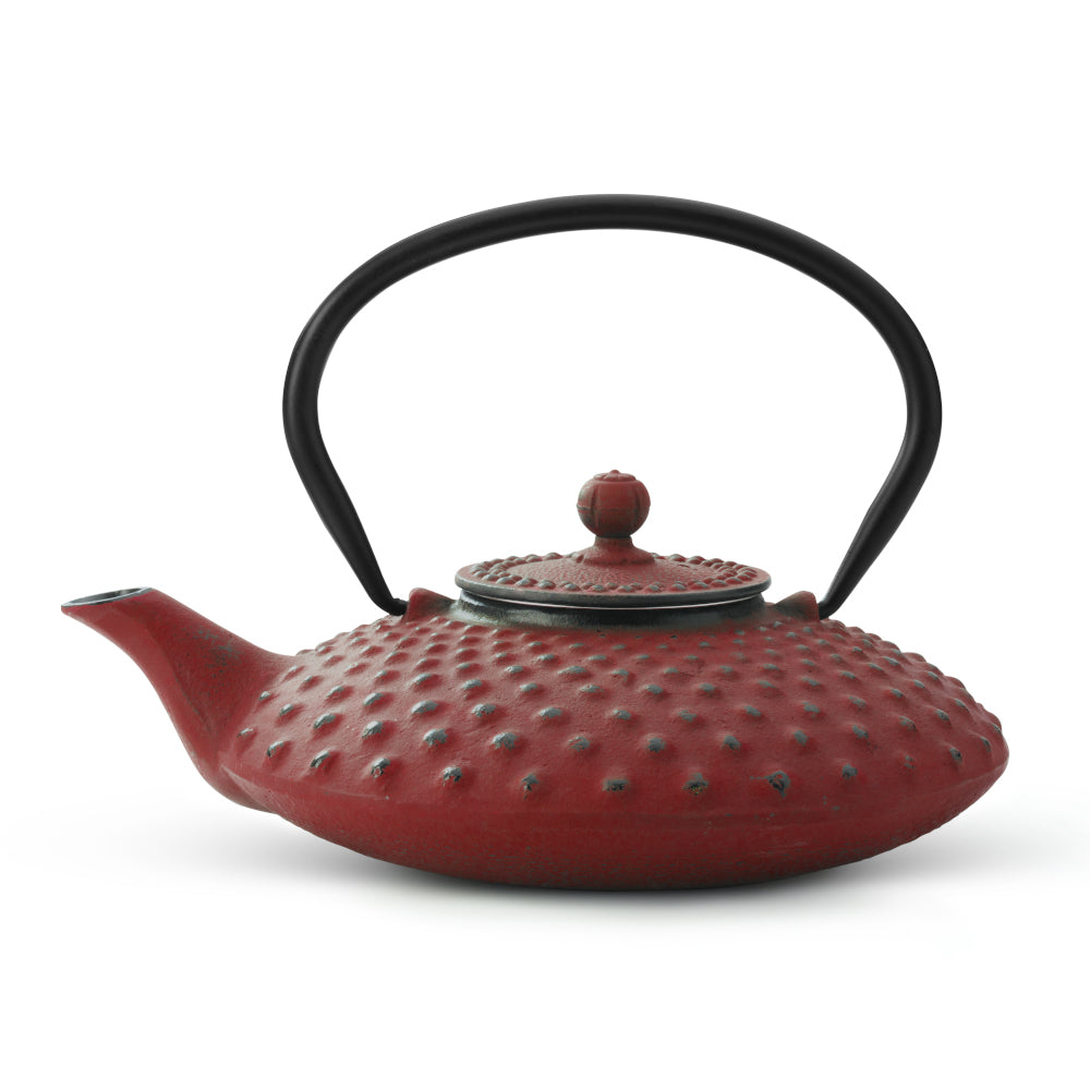 Bredemeijer Teapot Xilin Design Cast Iron 0.8L in Red With Stainless Steel Fine Mesh Filter