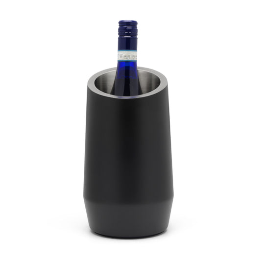 Leopold Vienna Bottle Cooler For Wine Double Walled In Matt Black Finish Stainless Steel
