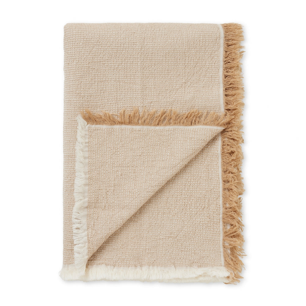 Elvang Denmark Daisy Throw In Camel In Organic Cotton & Linen 130x180cm