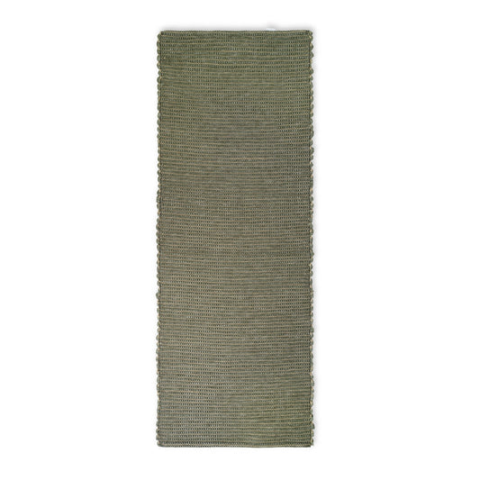 Elvang Denmark Hazelnut Floor Rug 60x180cm In Bottle Green In 90% Upcycled Fibres & 10% Jute