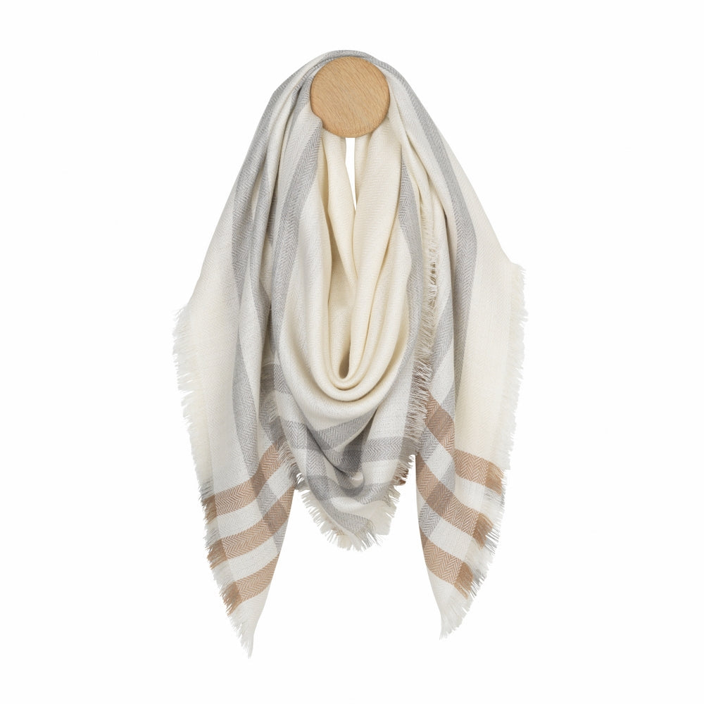 Elvang Denmark Lisbon Scarf In Ivory 135x135cm In 70% Baby Alpaca Wool & 30% Silk