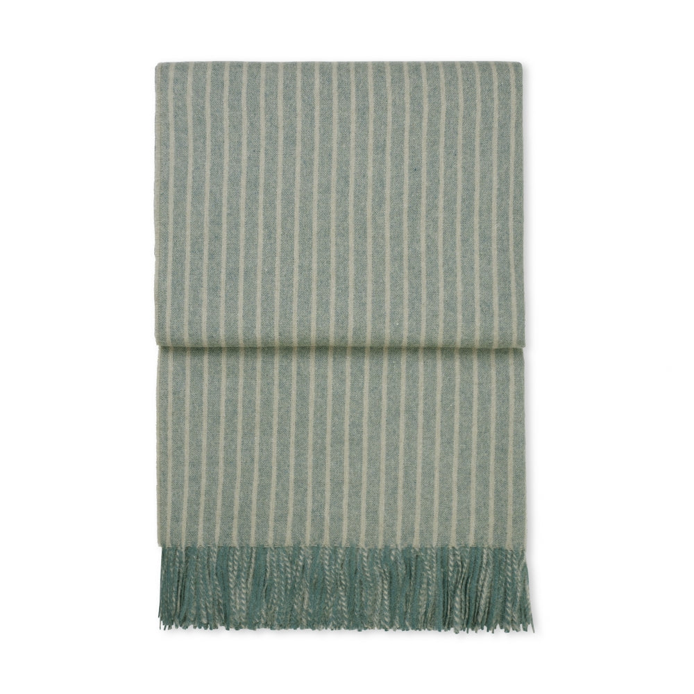 Elvang Denmark Stripes Throw In Green In 50% Alpaca & 40% Sheep Wool 130x200cm