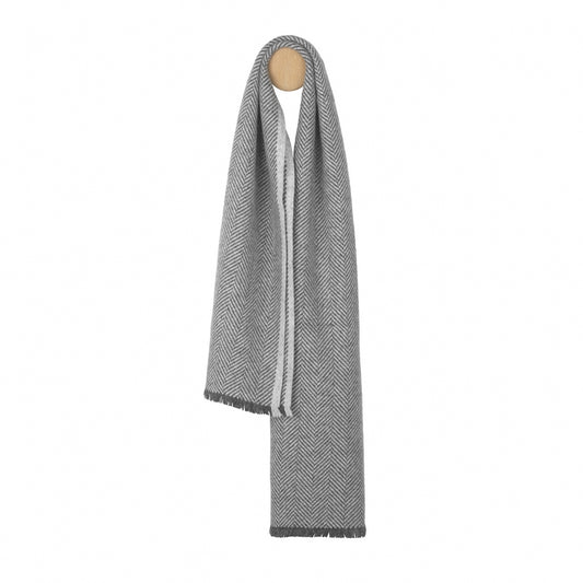 Elvang Denmark Edinburgh Scarf In Light Grey/Grey 50x180cm in 70% Alpaca Wool