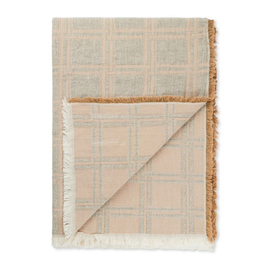 Elvang Denmark Dahlia Throw In Bottle Green In Organic Cotton & Linen 130x180cm