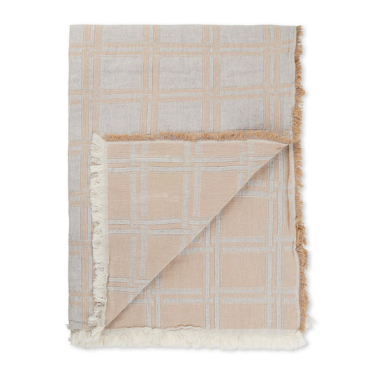 Elvang Denmark Dahlia Throw In Light Grey In Organic Cotton & Linen 130x180cm