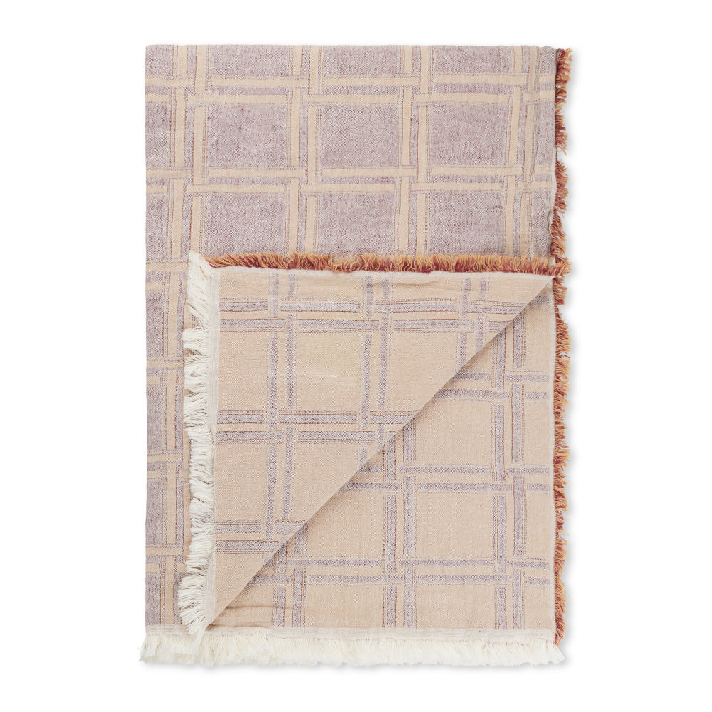 Elvang Denmark Dahlia Throw In Light Plum In Organic Cotton & Linen 130x180cm