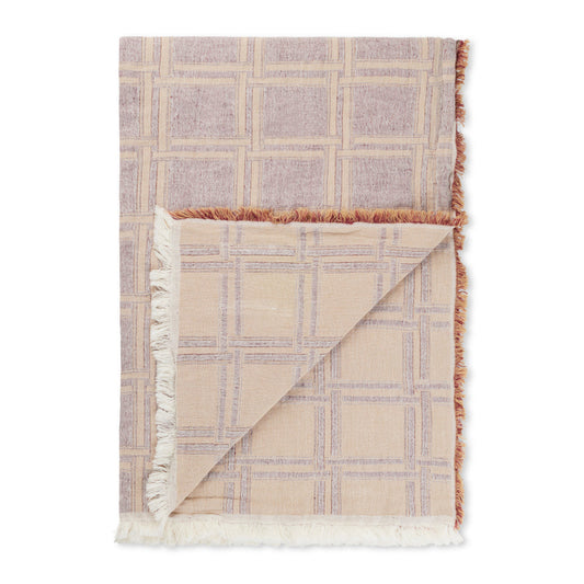 Elvang Denmark Dahlia Throw In Light Plum In Organic Cotton & Linen 130x180cm