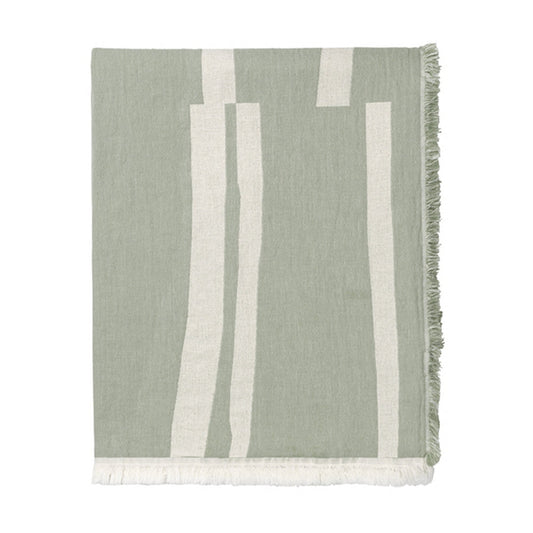 Elvang Denmark Lyme Grass Throw In Green In 100% Organic Cotton 130x180cm