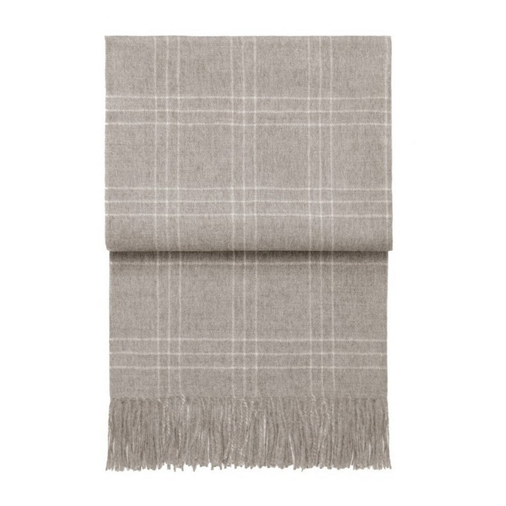 Elvang Denmark Superior Throw In Beige/White In 100% Baby Alpaca Wool 130x200cm