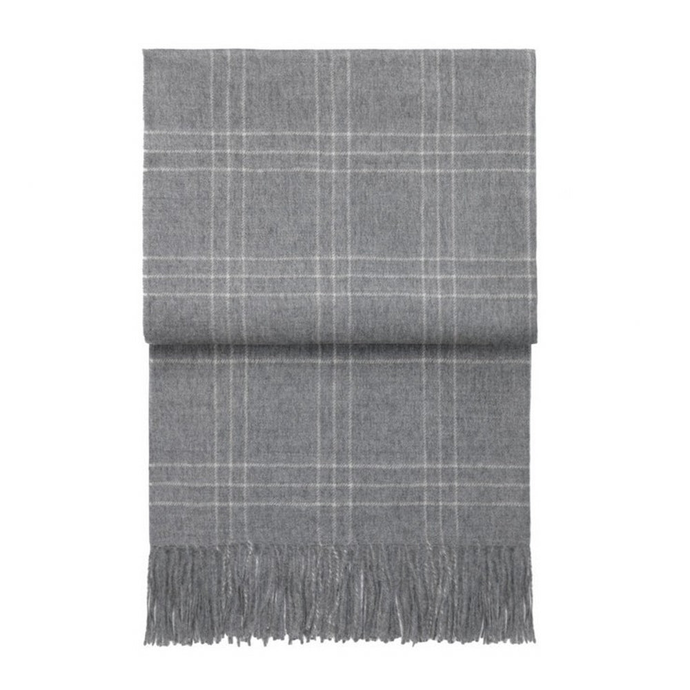 Elvang Denmark Superior Throw In Light Grey/White In 100% Baby Alpaca Wool 130x200cm