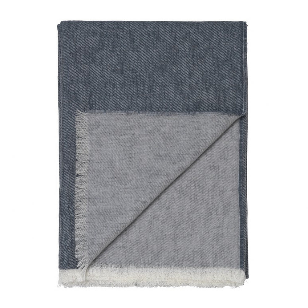 Elvang Denmark Venice Throw In White/Grey Blue In 74% Superfine Alpaca Wool & 26% Sheep Wool 130x190cm