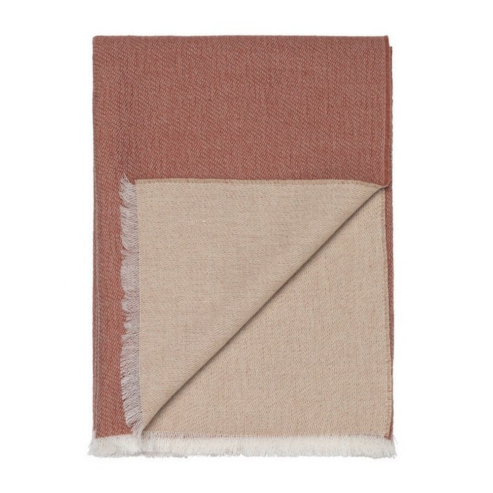 Elvang Denmark Venice Throw In White/Rusty Red In 74% Superfine Alpaca Wool & 26% Sheep Wool 130x190cm 