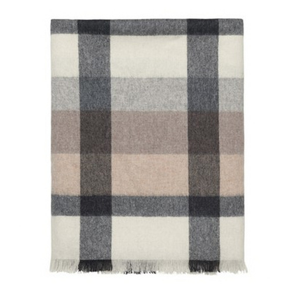 Elvang Denmark Intersection Throw In Camel/White/Grey In 50% Alpaca & 40% Sheep Wool 130x190cm