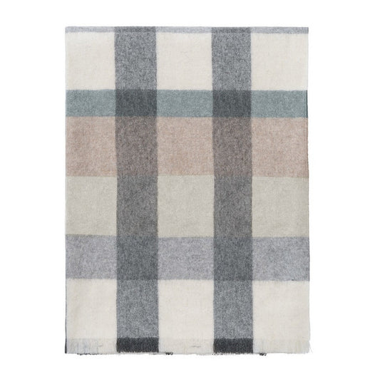 Elvang Denmark Intersection Throw In Green/White/Grey In 50% Alpaca & 40% Sheep Wool 130x190cm