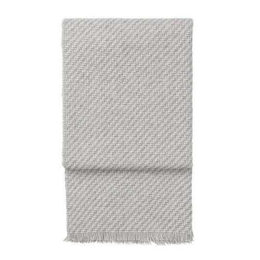 Elvang Denmark Diagonal Throw In White/Light Grey In 50% Alpaca & 40% Sheep Wool 130x190cm