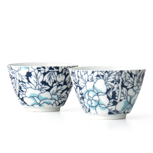 Bredemeijer Tea Cups Yantai Design in Porcelain Set of 2 in Blue