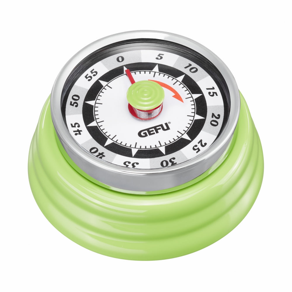 Gefu Timer Mechanical Operation Retro Design With Magnetic Back In Green