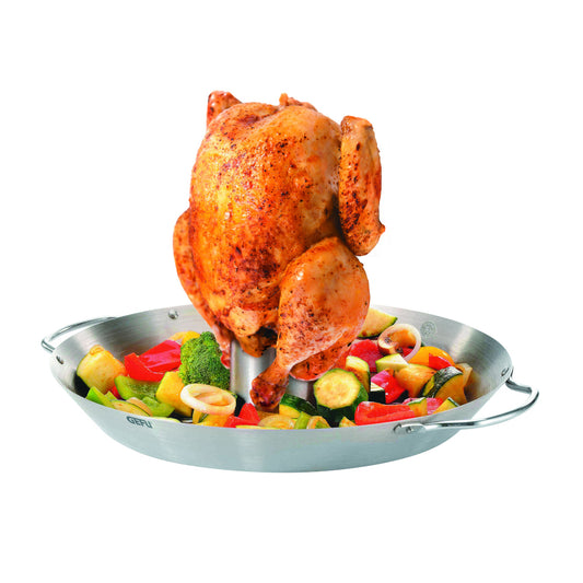Gefu Chicken Roaster And Vegetable Wok For The BBQ Or Oven In Stainless Steel