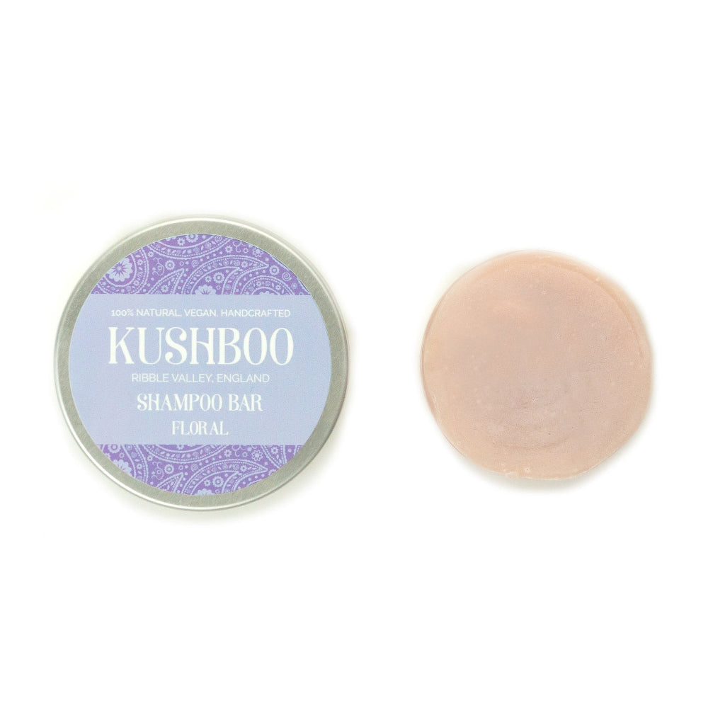 Kushboo Shampoo Bar In A Travel Tin 100% Handmade & Natural Floral 50gr