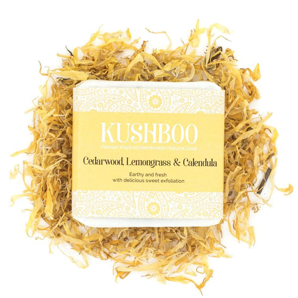 Kushboo Soap Bar For Hand, Face & Body 100% Handmade & Natural Made From Pure Cedarwood, Lemongrass & Calendula