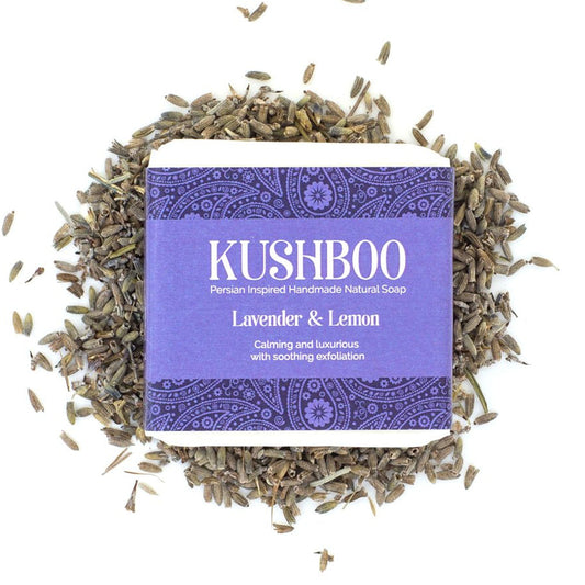 Kushboo Soap Bar For Hand, Face & Body 100% Handmade & Natural Made From Pure Lavender & Lemon