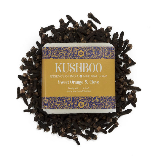 Kushboo Soap Bar For Hand, Face & Body 100% Handmade & Natural Made From Pure Sweet Orange & Clove