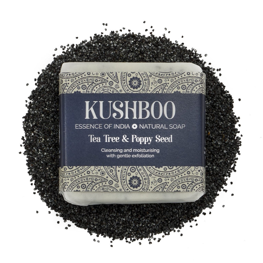 Kushboo Soap Bar For Hand, Face & Body 100% Handmade & Natural Made From Pure Tea Tree & Poppy Seed