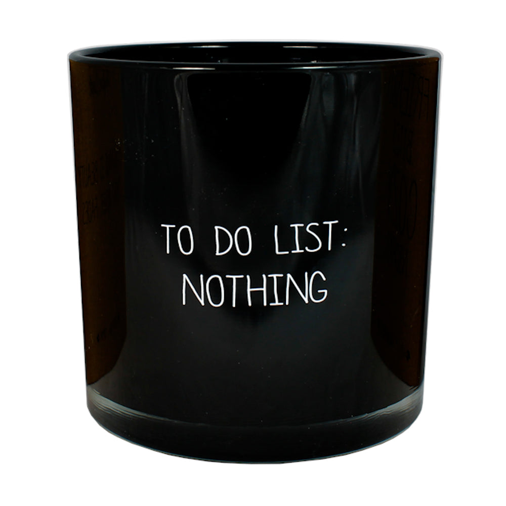 My Flame Scented Soy Candle In Glass Jar Warm Cashmere Fragrance 'To Do List: Nothing' In Black