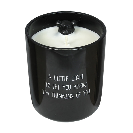 My Flame Scented Soy Candle In Glass Jar With Bear Warm Cashmere Fragrance 'Thinking Of You' In Black
