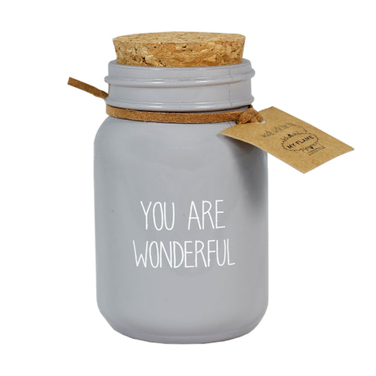 My Flame Scented Soy Candle In Glass Jar Ambers Secret Fragrance 'You Are Wonderful' In Light-Grey