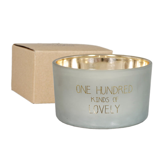 My Flame Scented Soy Candle In Glass Jar With Wooden Wick Minty Bamboo Fragrance 'One Hundred Kinds Of Lovely' In Matt Green