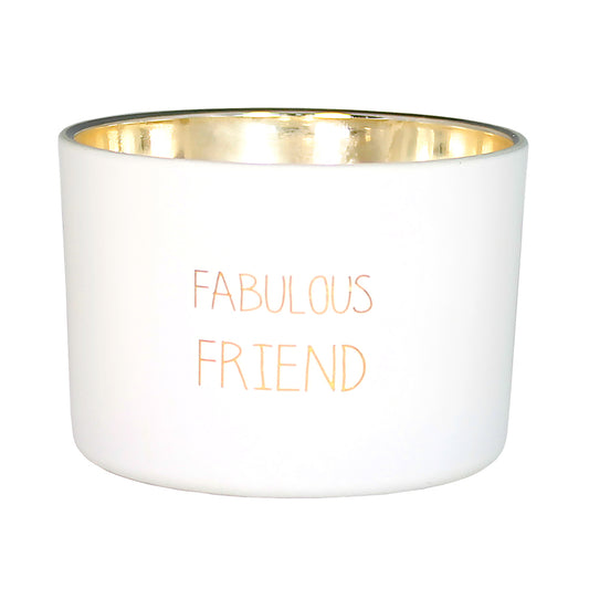My Flame Scented Soy Candle In Glass Jar With Wooden Wick Fresh Cotton Fragrance 'Fabulous Friend' In Matt White