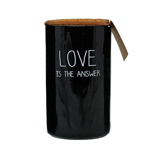 My Flame Scented Soy Candle In Glass Jar Warm Cashmere Fragrance 'Love Is The Answer' In Black