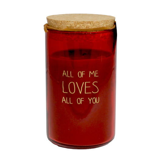 My Flame Scented Soy Candle In Glass Jar Unconditional Fragrance 'All Of Me Loves All Of You ' In Red 