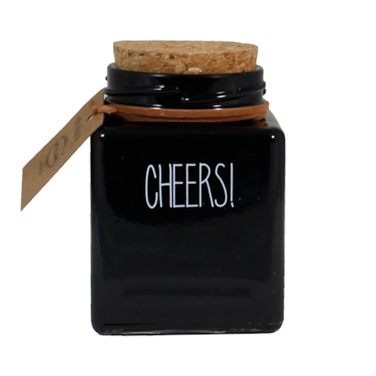 My Flame Scented Soy Candle In Glass Jar Warm Cashmere Fragrance 'Cheers' In Black