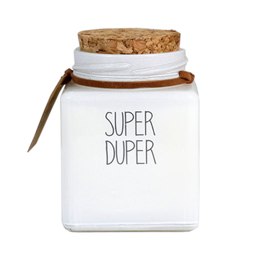 My Flame Scented Soy Candle In Glass Jar Fresh Cotton Fragrance 'Super Duper' In White
