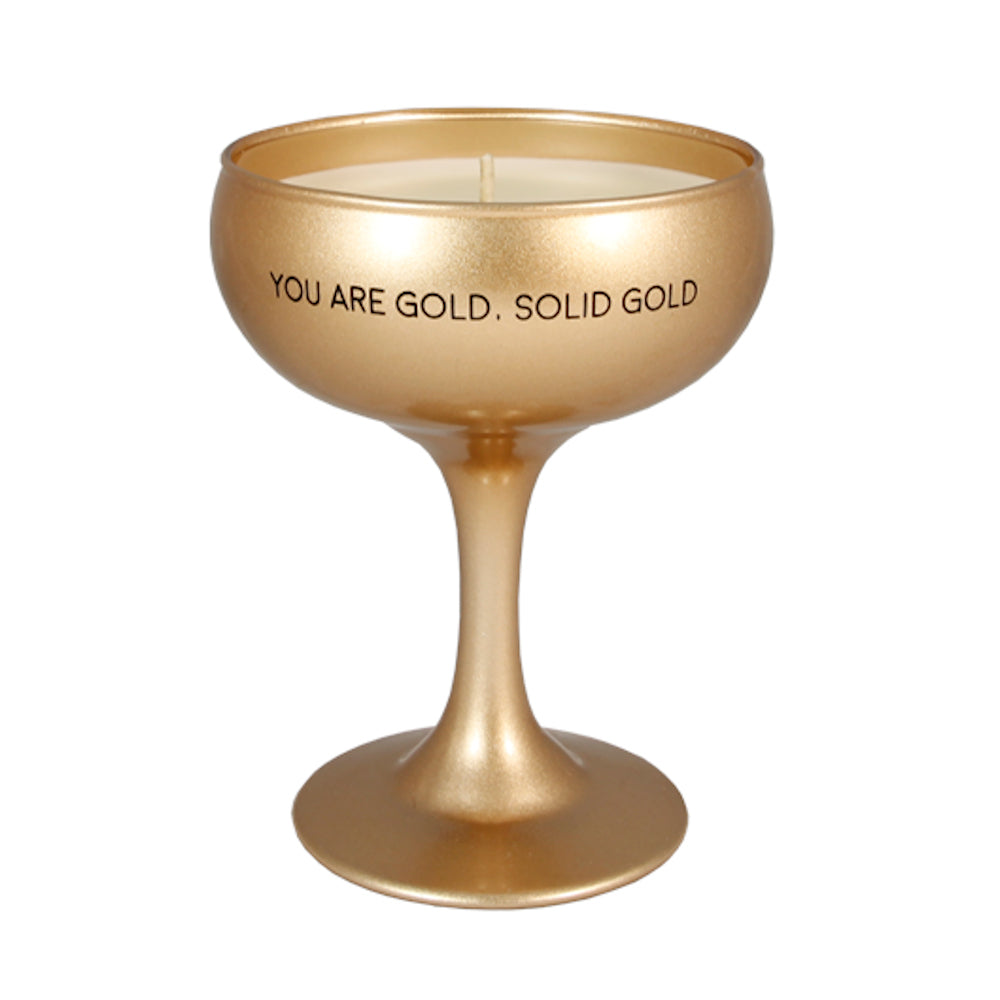 My Flame Scented Soy Candle In Wine Glass Silky Tonka Fragrance 'You Are Gold, Solid Gold' In Gold