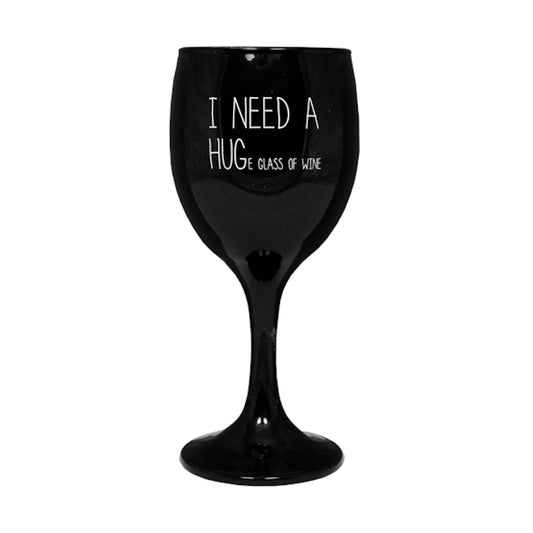 My Flame Scented Soy Candle In Wine Glass Warm Cashmere Fragrance 'I Need A Huge Glass Of Wine' In Black