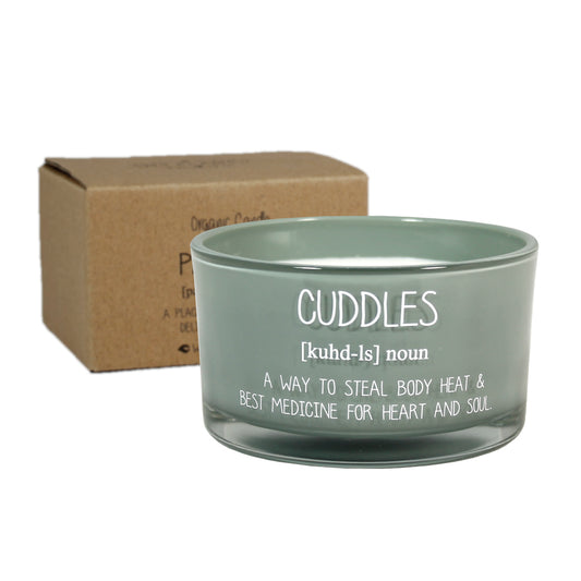 My Flame Scented Soy Candle In Glass Jar With Wooden Wick Minty Bamboo Fragrance 'Cuddles, Medicine Heart' In Green