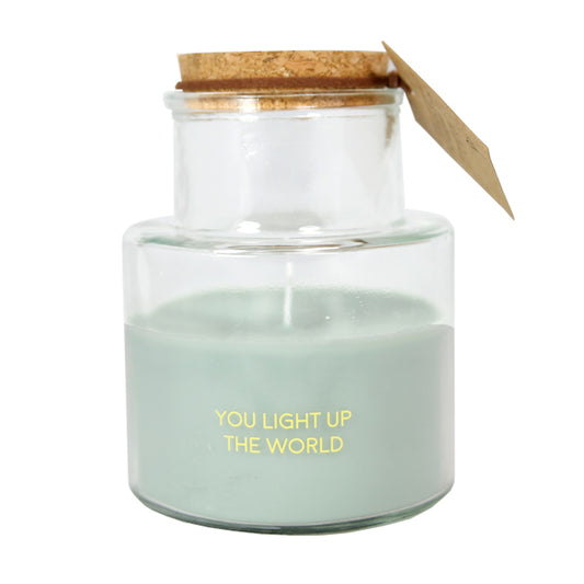 My Flame Outdoor Scented Soy Candle Bella Citronella Fragrance 'You Light Up The World' In Green