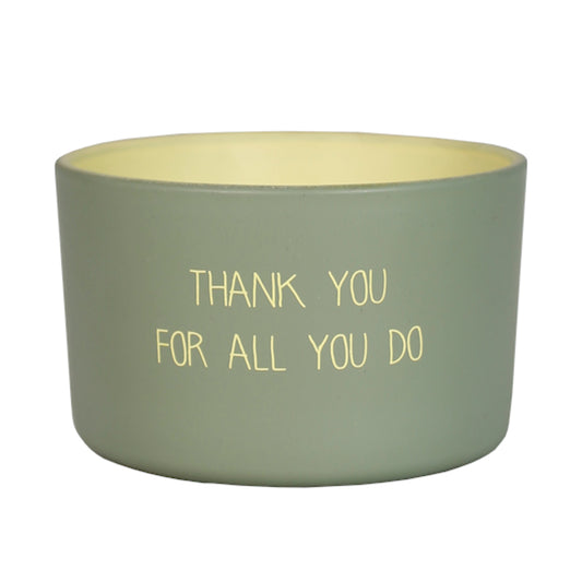 My Flame Outdoor Scented Soy Candle Bella Citronella Fragrance 'Thank You For All You Do' In Green