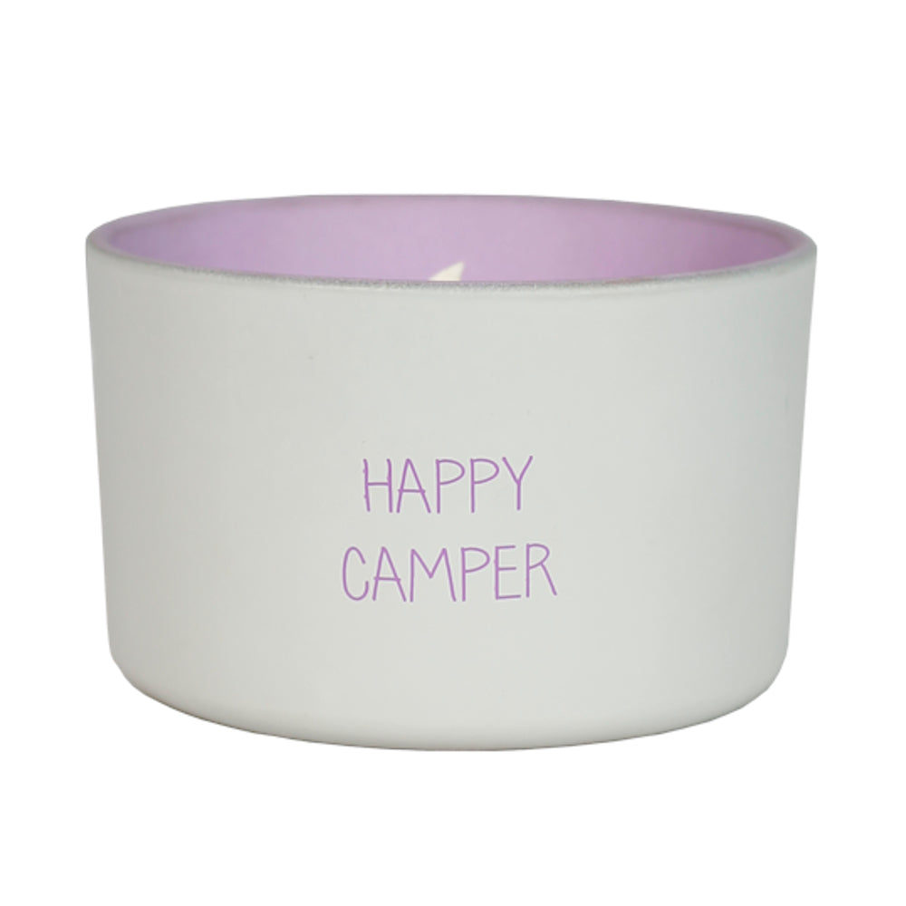 My Flame Outdoor Scented Soy Candle Bella Citronella Fragrance 'Happy Camper' In Grey