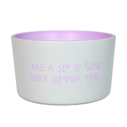 My Flame Outdoor Scented Soy Candle Bella Citronella Fragrance 'Enjoy Summer Time' In Grey